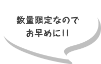 数量限定なのでお早めに！！